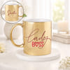 IGP Personalized Boss Lady Gold Metallic Mug | Premium Ceramic | 300 ml Coffee Cup | Luxury Gift for