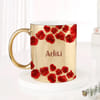 IGP Personalized Golden Ceramic Rose Design Mug 300ml with Name Elegant Floral Coffee Tea Mug Gift