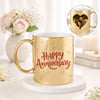 IGP Personalized Happy Anniversary Gold Metallic Mug with Photo | 300ml Premium Ceramic Coffee Cup |