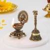 Intricate Brass Pooja Diya And Bell-Set Of 2 Online