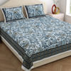 Gift Jaipuri Cotton Floral Printed Blue Double Bedsheet Set