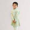 Gift Kid's Multi Hued Poly Cotton Kurta Set