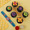 Gift Kids Rakhi with Chocolate Cupcakes
