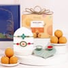 Kundan and Emerald Rakhi Set with Sweets Gift Set
