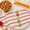 Kundan and Meena Rakhi Set with Toblerone & Almonds Online