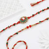 Gift Kundan Lotus Braided Rakhis - Set Of 2