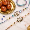 Kundan Mother of Pearl Duo Rakhi with Gulab Jamun Online