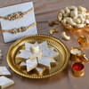 Kundan Rakhis with Kaju Katli and Pooja Thali Online
