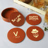Gift Leather Ice Bucket And Coaster Set - Personalized