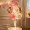 Gift LED Happy Birthday Pastel Pink Balloon Arrangement