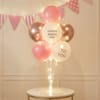 LED Happy Birthday Pastel Pink Balloon Arrangement