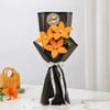 Gift LED Orange Pipe Cleaner Lily Bouquet