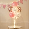 LED Pastel Pink Happy Birthday Balloon Bouquet