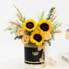 Gift Leo Sunflower & Peach Rose Box