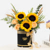 Buy Leo Sunflower & Peach Rose Box