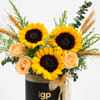 Shop Leo Sunflower & Peach Rose Box