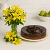 Lilies Bouquet with chocolate cheesecake Online