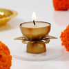 Gift Lotus Metal Diya with Tealight Candle