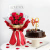 Love You Roses and Chocolate Cake Combo
