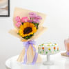 Lovely Sunflower Bouquet And Cake Combo Online