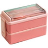 Gift Lunch Box - 3 Layer - Wheat Straw - Pink - Single Piece