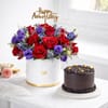 Luxurious Anniversary Blooms & Cake Combo Online