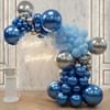 Luxurious Blue & Silver Birthday Balloon Arch Kit Online
