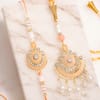 Gift Luxury Peach Bhaiya Bhabhi Rakhi Set with Sweets