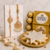 Luxury Peach Bhaiya Bhabhi Rakhi Set with Sweets Online