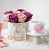 Majestic Rose Arrangement & Pink Delight Cake Online