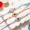 Meenakari Floral with Mother of Pearl Rakhi Set of 3 Online