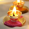 Gift Metal Diya Set with Gota Work