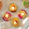 Buy Metal Diya Set with Gota Work