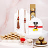 Mickey and Rudraksha Rakhi Set with Ferrero Rocher