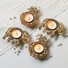 Gift Mirror Embellished Kalash And Gaja Lakshmi Diyas - Set Of 4