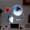 Gift Moon Clock Personalized LED Lamp Black Base