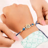 Gift Mother of Pearl Blue Floral Rakhi Set of 2
