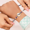 Gift Mother of Pearl Floral Charms Rakhi Set of 3