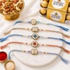Mother of Pearl Kundan Rakhi with Sweet Delights Online