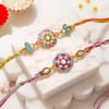 Gift Multicolor Meenakari Rakhi with Soan Papdi