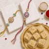 Multicolor Meenakari Rakhi with Soan Papdi