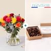 Multicolored roses and chocolates - Roses multicolores Online