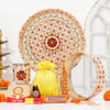 Multicoloured Embroidered Karwa Chauth Pooja Thali Set Online