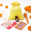 Gift Multicoloured Embroidered Karwa Chauth Pooja Thali Set