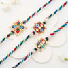 Gift Multicoloured Meena Rakhi Set Of 3 With Sweet Munchies