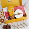 Navratan Stone Rakhi And Indulgent Delights Hamper Online