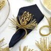 Gift Navy Blue Napkins With Decorative Napkin Rings (Set of 6+6)