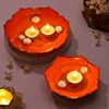 Gift Orange Lotus Urli - Set of 2