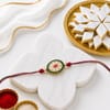 Oval Kundan Rakhi with Kaju Katli Online