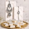 Oxidized Silver Bhaiya Bhabhi Rakhi Set with Kaju Katli